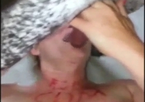 Leather mask hottie in a zoo porn blowjob scene